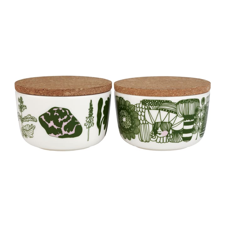 Set de 2 boles Elokuun Varjot 2,5 dl, blanco-verde-rosa Marimekko