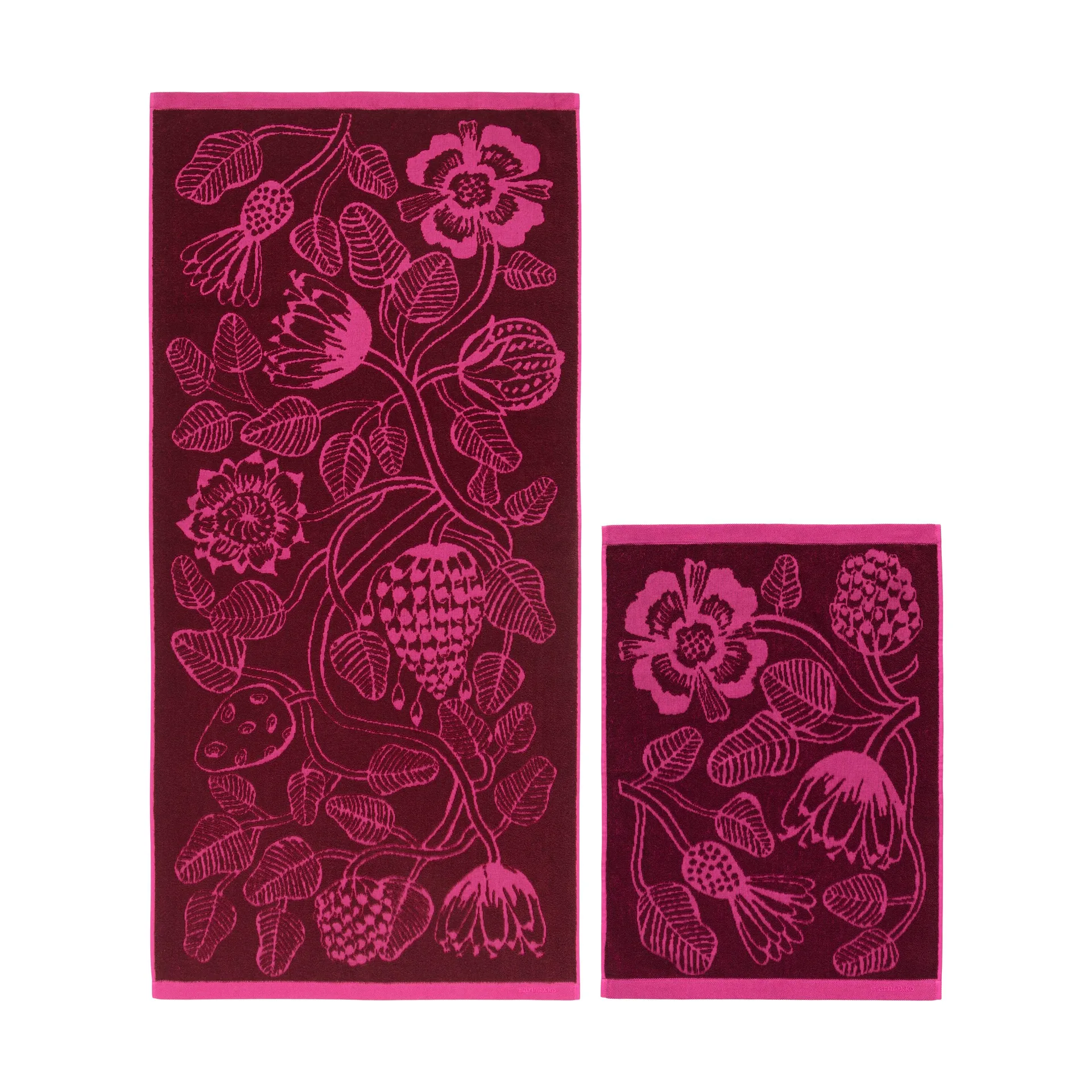 Set de 2 toallas Tiara, Burgundy-pink Marimekko
