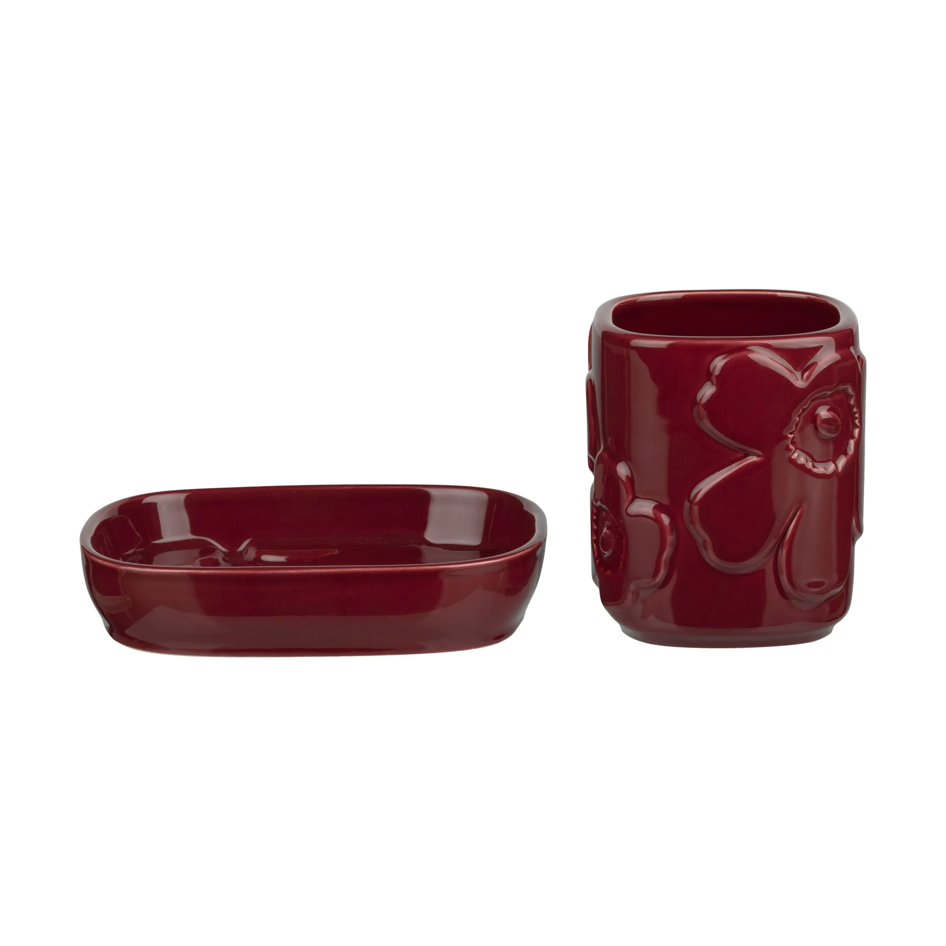 Set de baño Unikko 2 piezas, Burgundy Marimekko