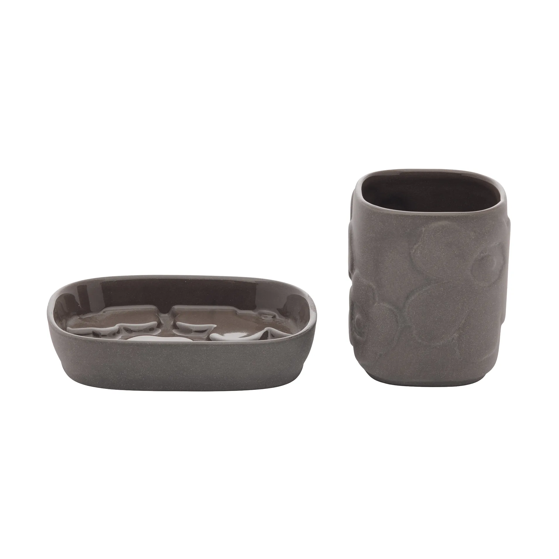Set de baño Unikko 2 piezas, roca volcánica Marimekko