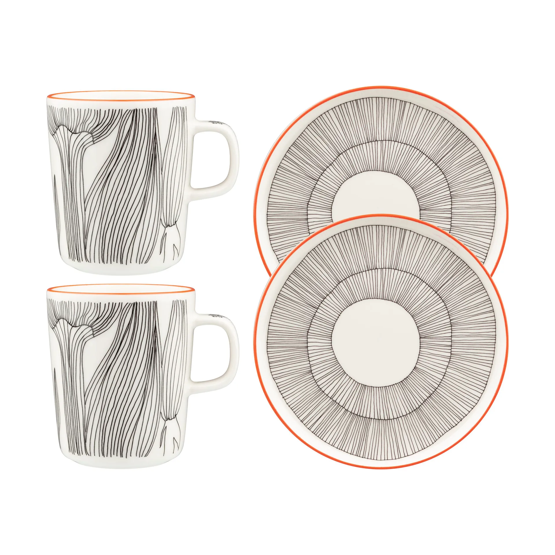 Set de desayuno Kukat Puhkeavat 4 piezas, White-black-orange Marimekko