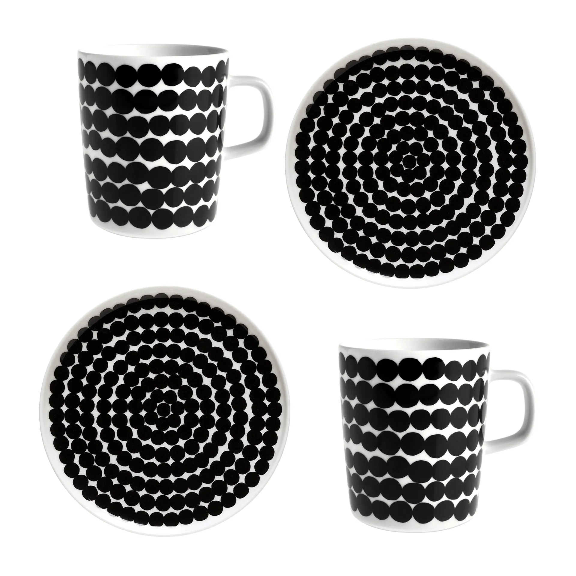 Set de desayuno Räsymatto, blanco-negro Marimekko