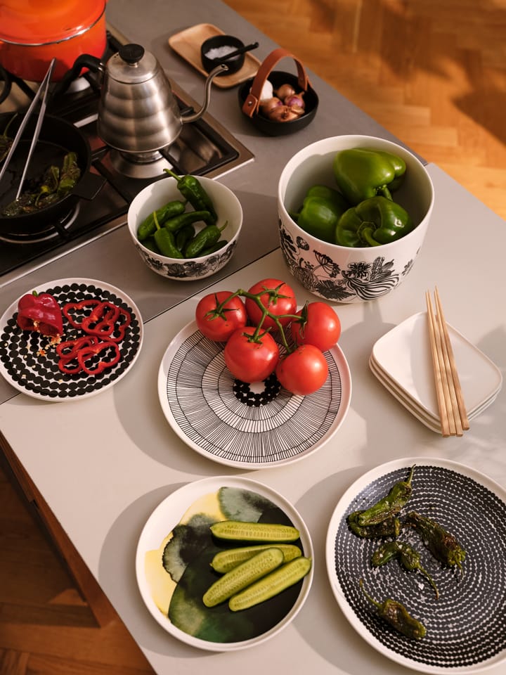 Set de desayuno Räsymatto, blanco-negro Marimekko