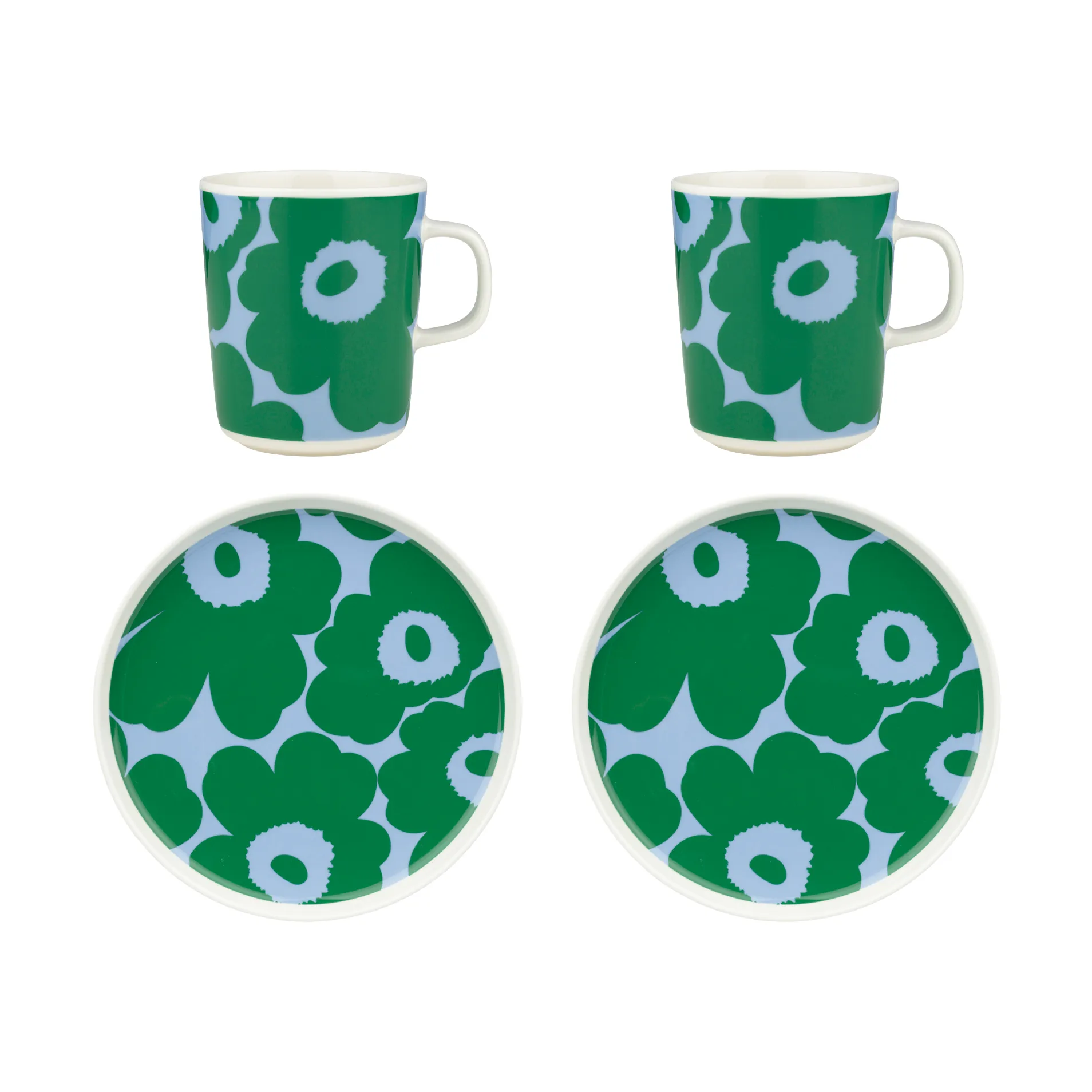 Set de desayuno Unikko, White-green-light blue, 4 piezas Marimekko
