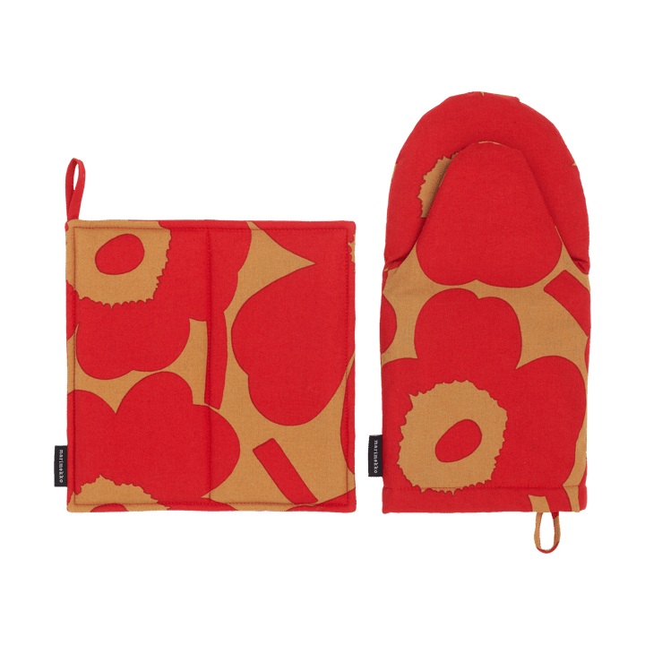 Set de guante de cocina y agarrador Pieni Unikko - Brown-red - Marimekko