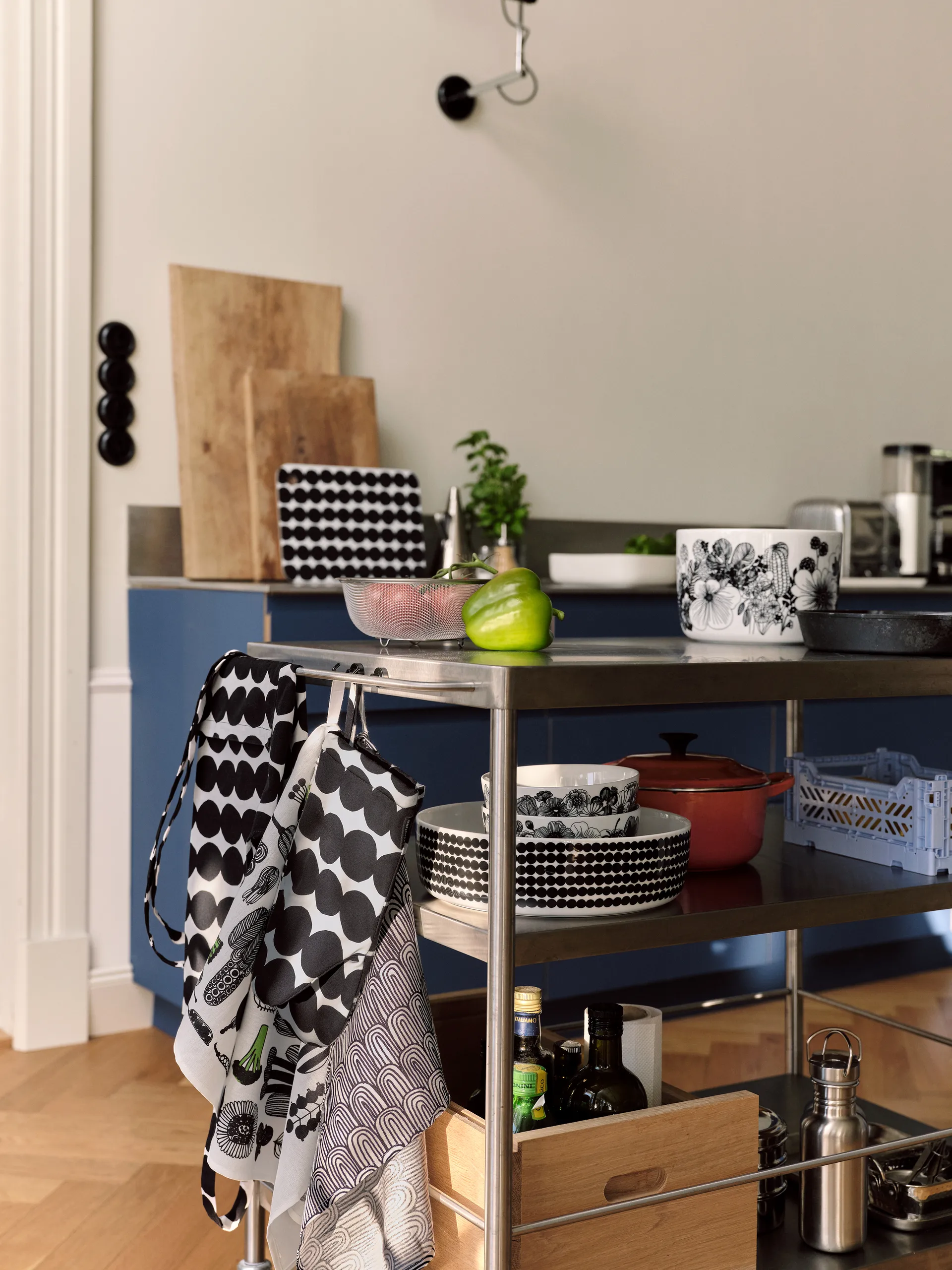 Set de textil de cocina Räsymatto, blanco-negro Marimekko