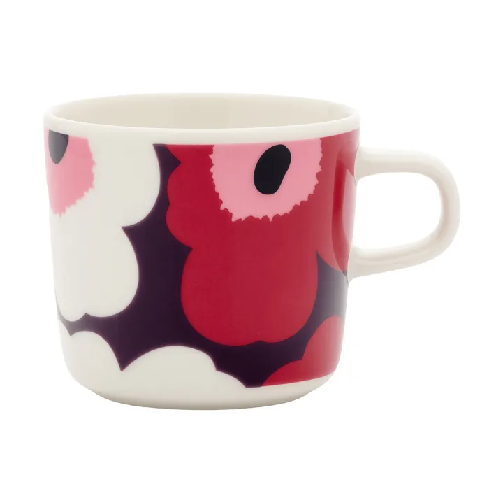 Taza de café Unikko 20 cl - Blanco-ciruela-arándano-rosa - Marimekko