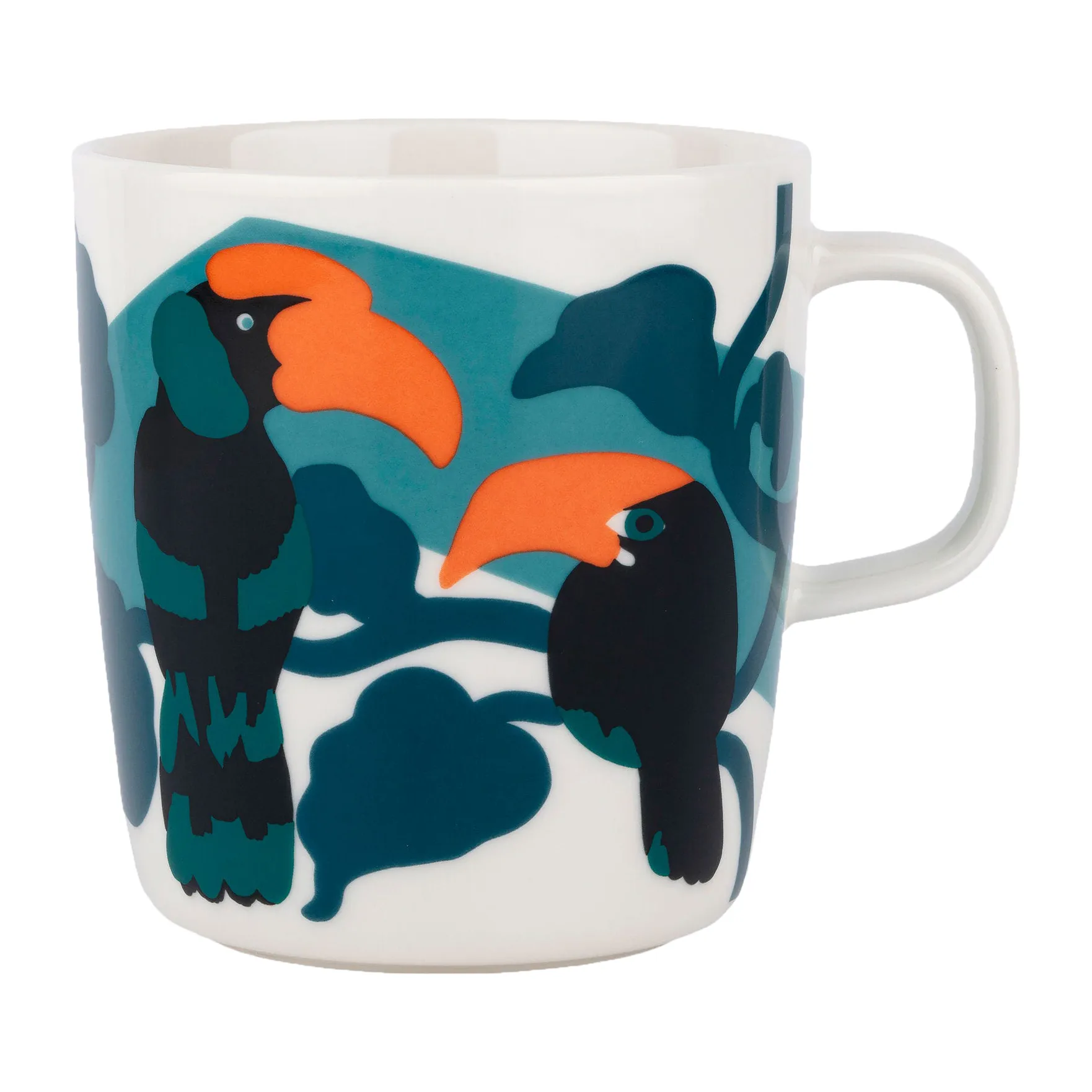 Taza de té Pepe 4 dl, blanco-turquesa-naranja Marimekko