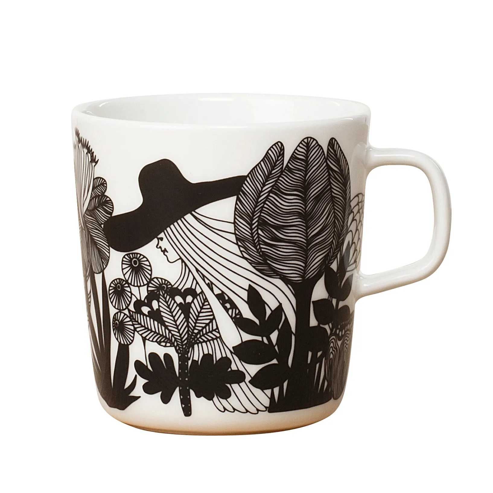 Taza de té Siirtolapuutarha 4 dl, negro-blanco-rosa Marimekko