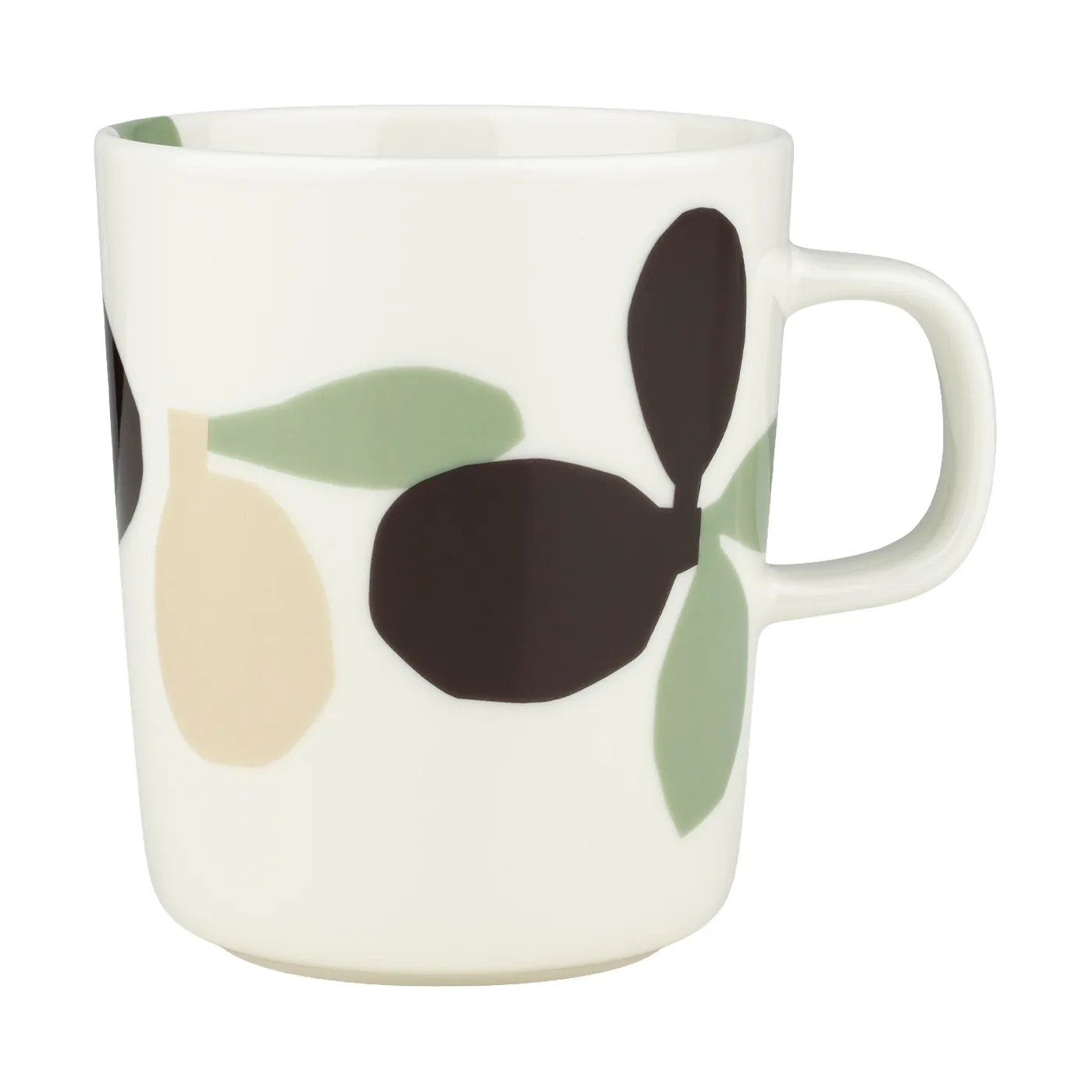 Taza Omppo, Blanco, salvia, marrón oscuro, lino, 2,5 dl Marimekko