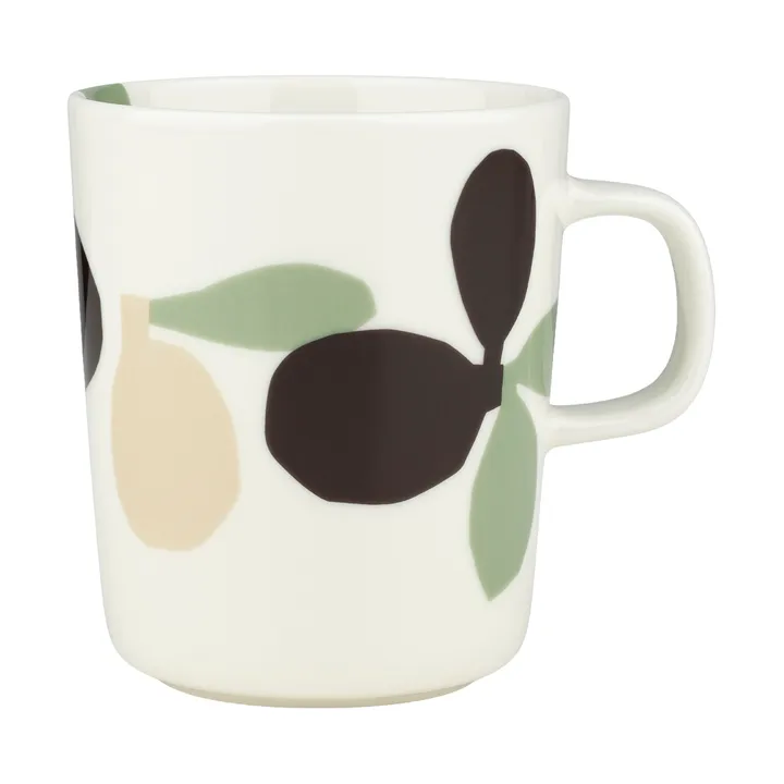 Taza Omppo - Blanco, salvia, marrón oscuro, lino, 2,5 dl - Marimekko