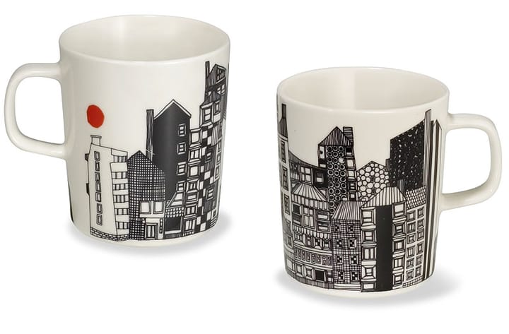 Taza Siirtolapuutarha 2,5 dl, negro-naranja Marimekko
