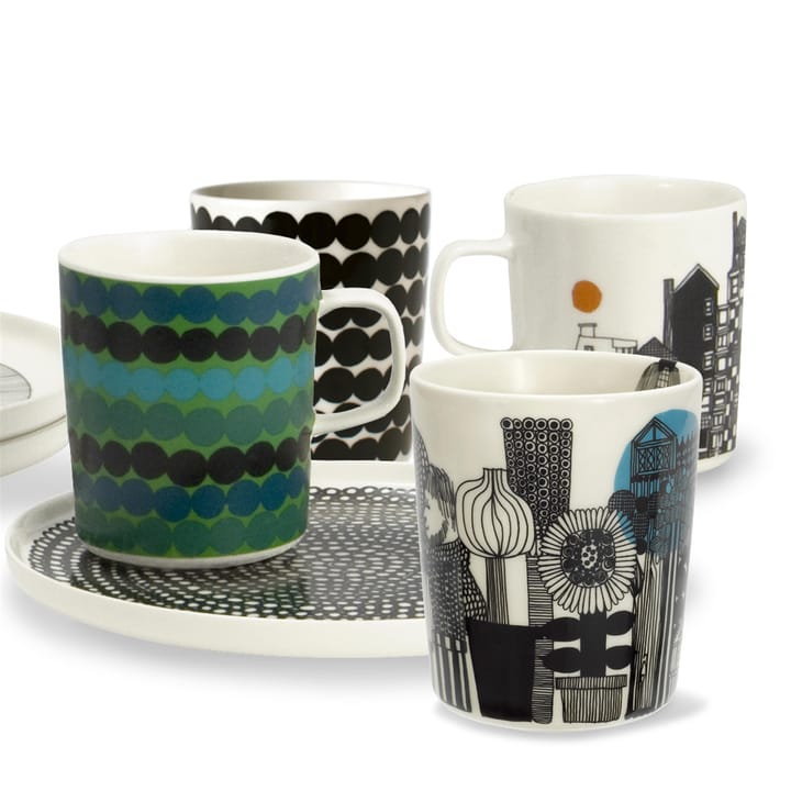 Taza Siirtolapuutarha 2,5 dl, negro-naranja Marimekko
