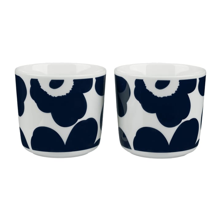 Taza sin asa Unikko 20 cl, 2 unidades - Blanco-azul oscuro - Marimekko