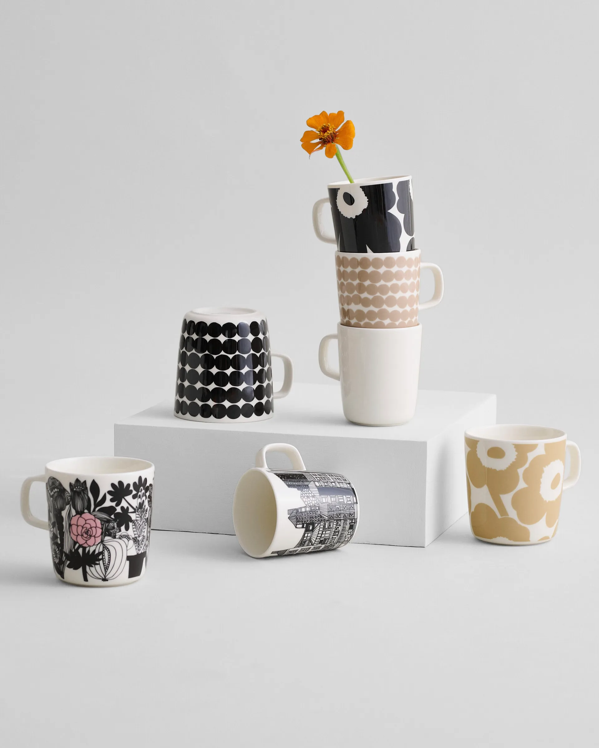 Taza Unikko 40 cl, blanco-beige Marimekko
