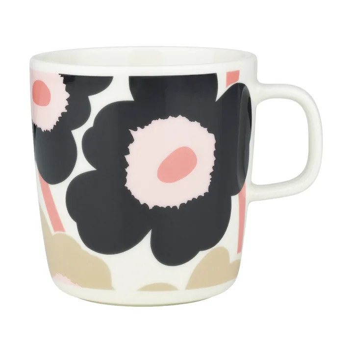 Taza Unikko 40 cl - Off white-charcoal-sand-pink - Marimekko