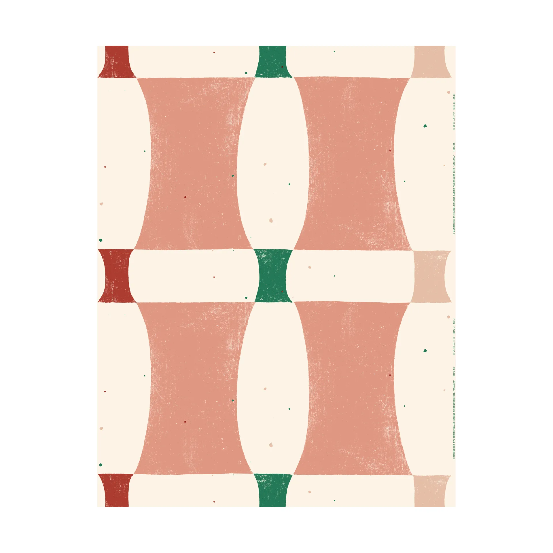 Tela Atalaya algodón, Cotton-peach-red Marimekko