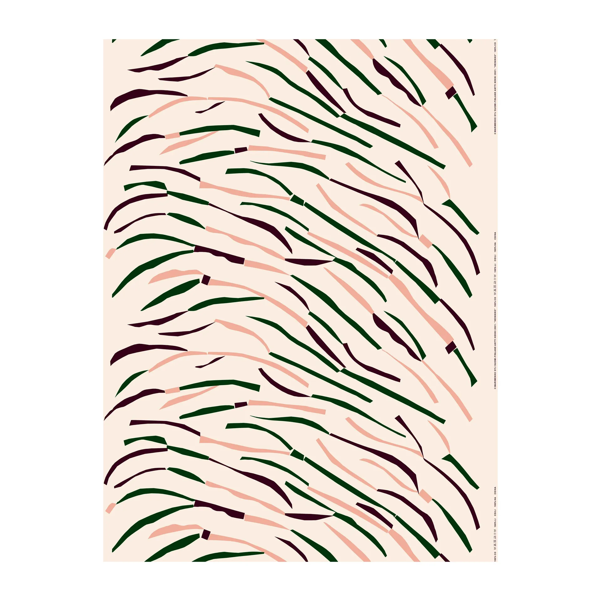 Tela de algodón Heinikko sin blanquear, Cotton-red-dazzling-green Marimekko