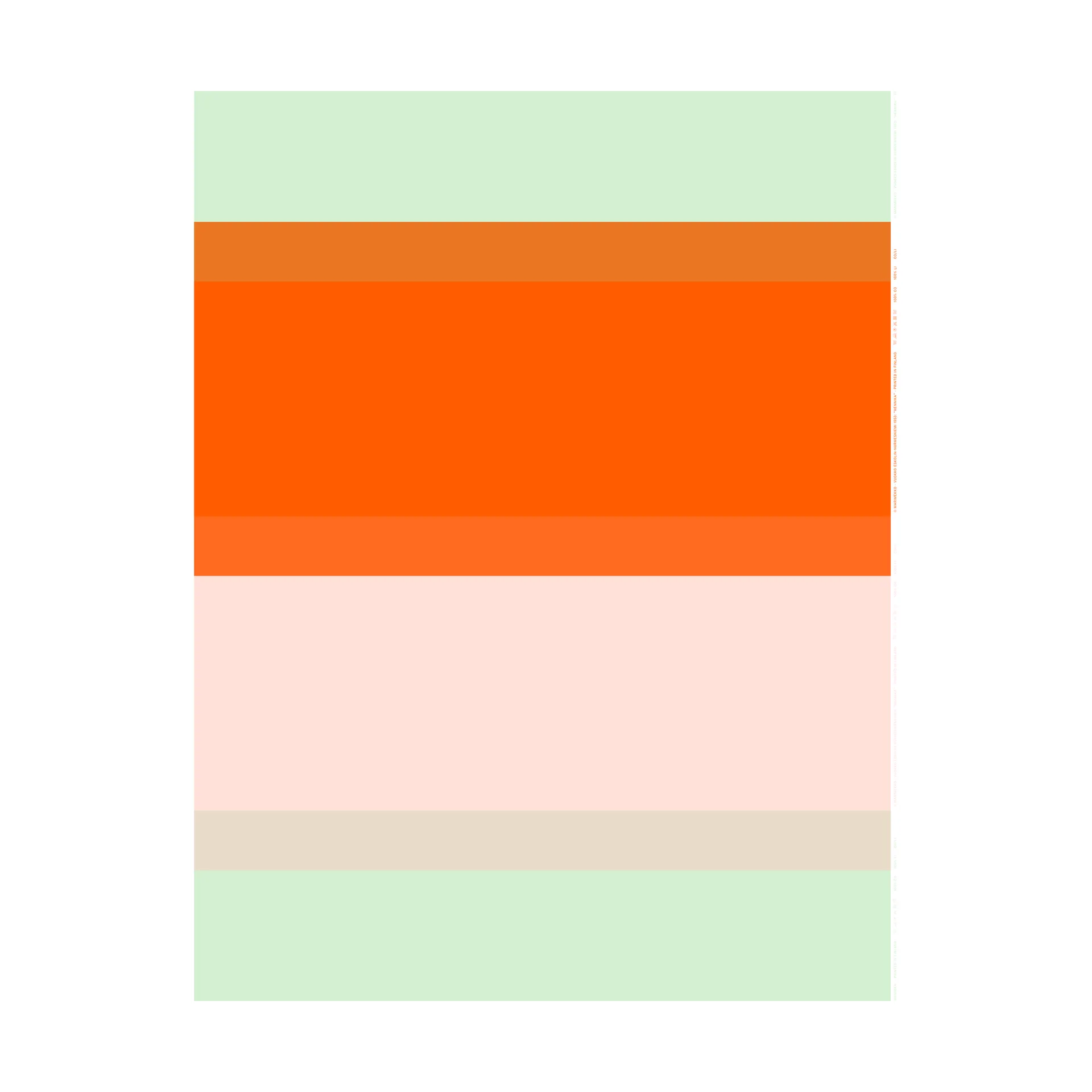 Tela de algodón Hennika, Orange-light pink-sage Marimekko