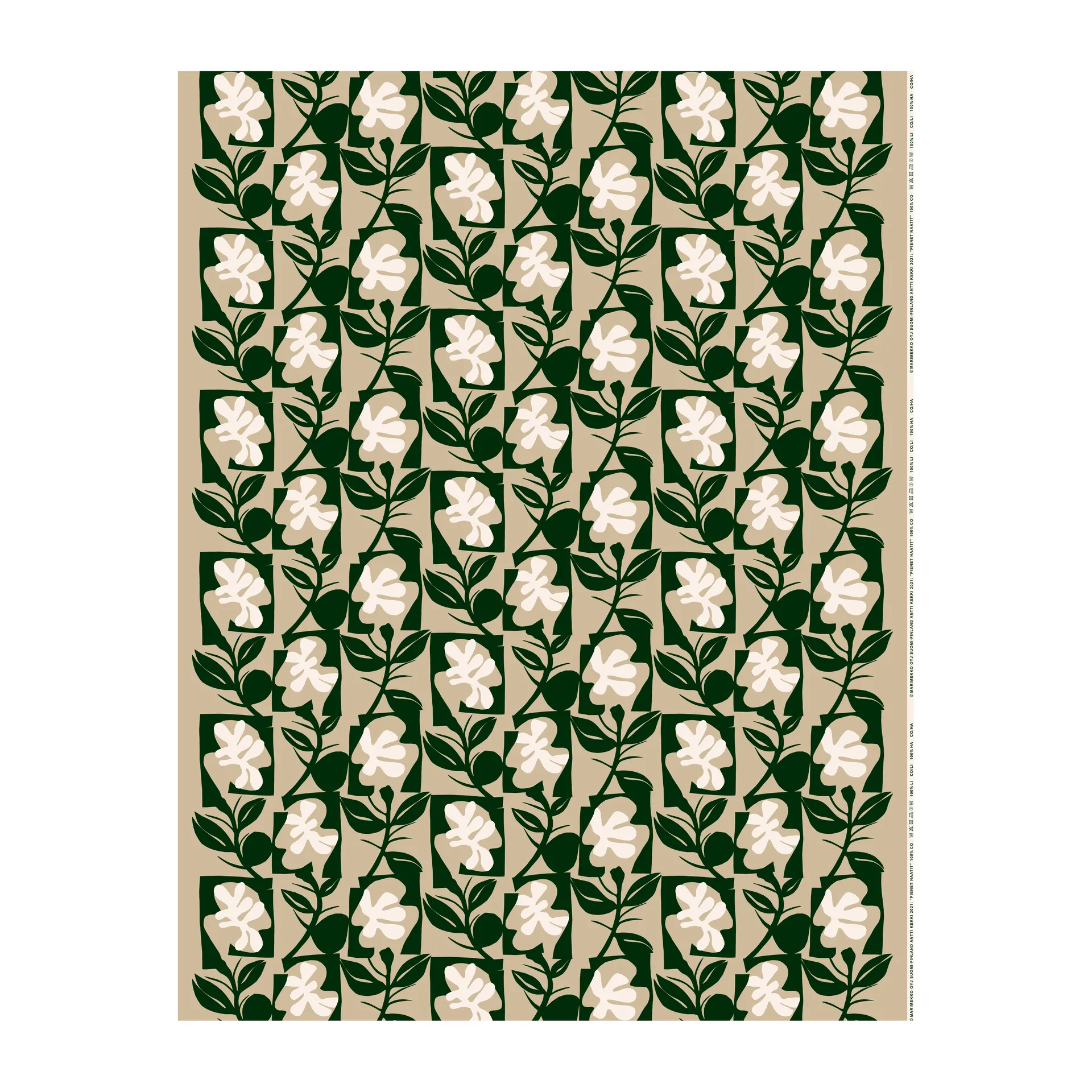 Tela de algodón Pienet Naatit, beige-cotton-dark green Marimekko