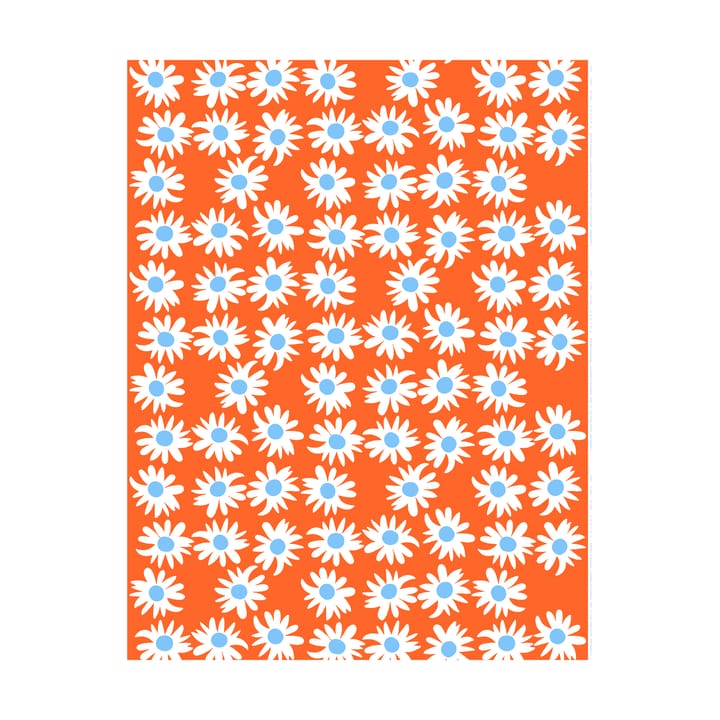 Tela de algodón Rakastaa ei rakasta  - Orange-Off-white-light blue - Marimekko