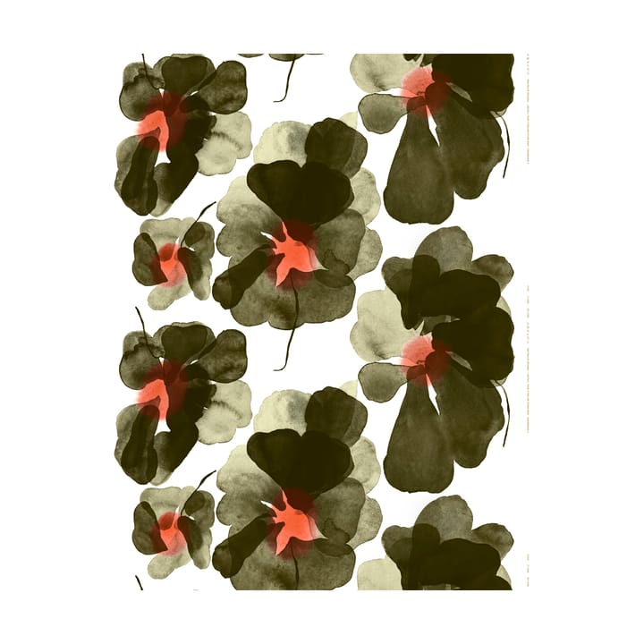 Tela de algodón Valssi - Blanco-verde bosque-tomate - Marimekko