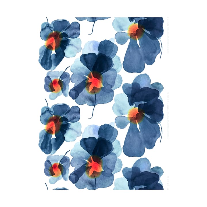 Tela de algodón Valssi, White-dark blue-orange Marimekko