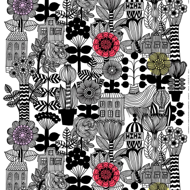 Tela Lintukoto - blanco-negro-amarillo - Marimekko