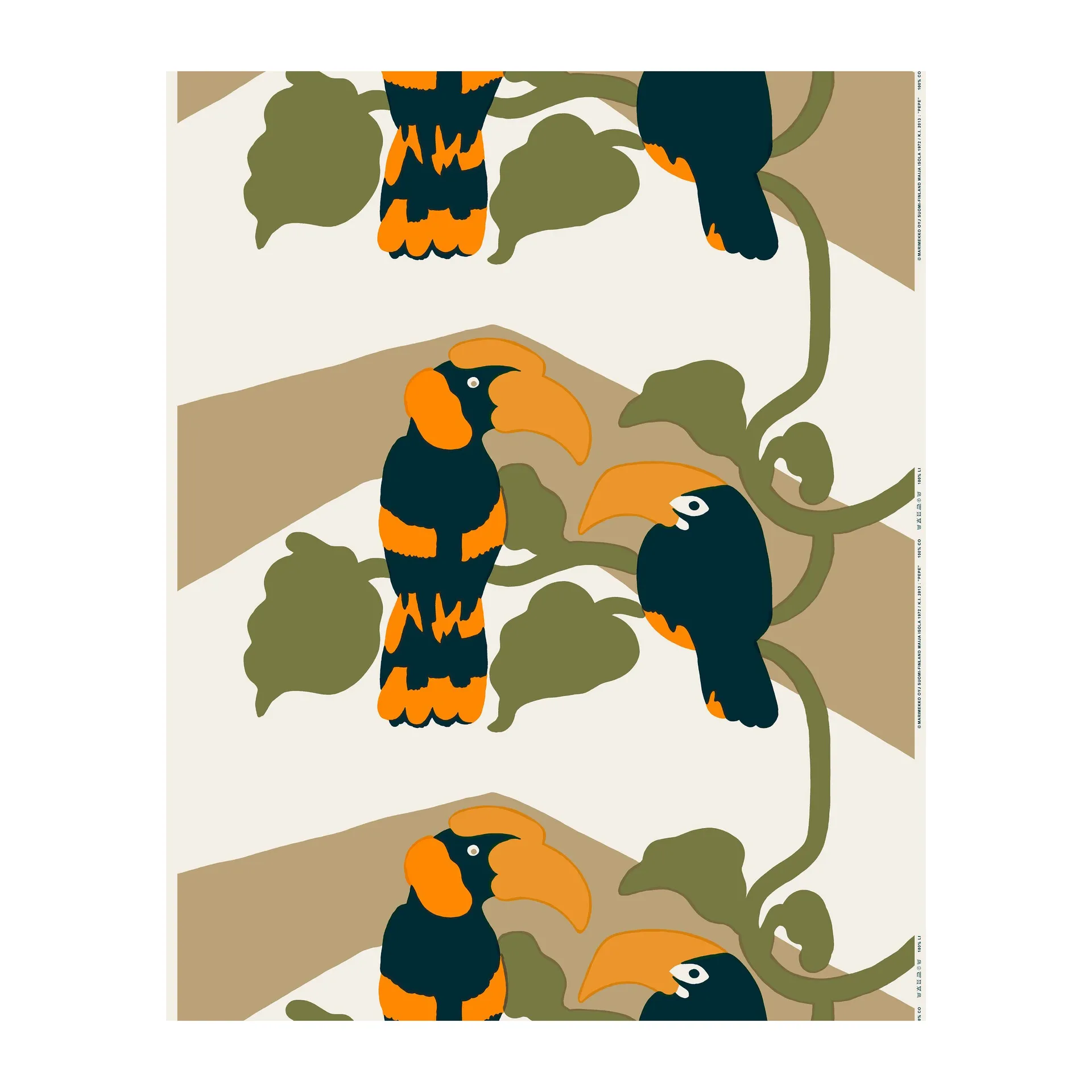 Tela Pepe, Off white-marrón-naranja Marimekko