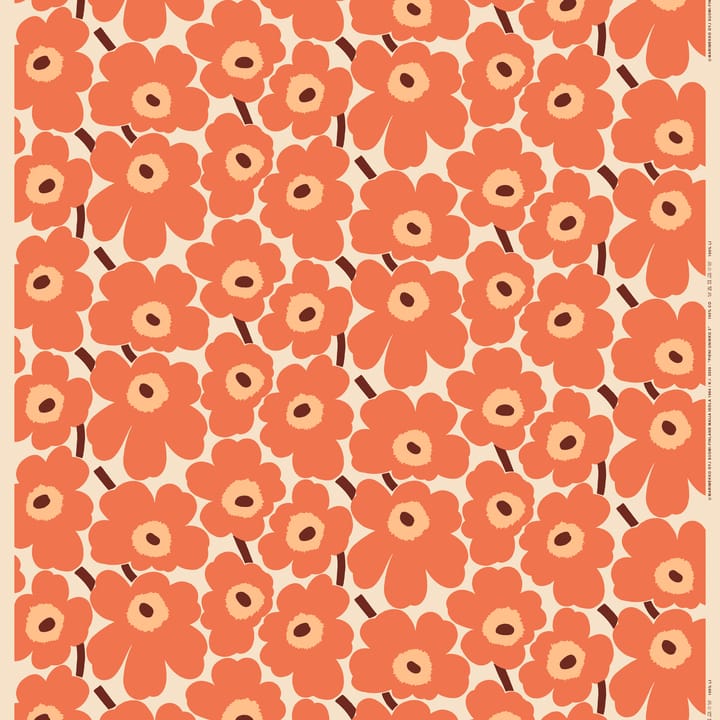 Tela Pieni Unikko algodón - Beige-naranja-marrón - Marimekko