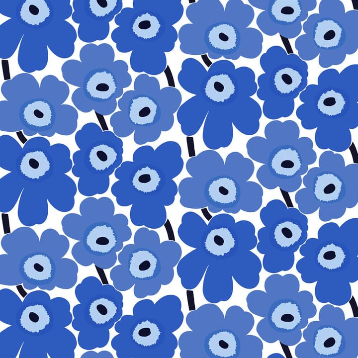 Tela Pieni Unikko algodón - blanco-azul - Marimekko