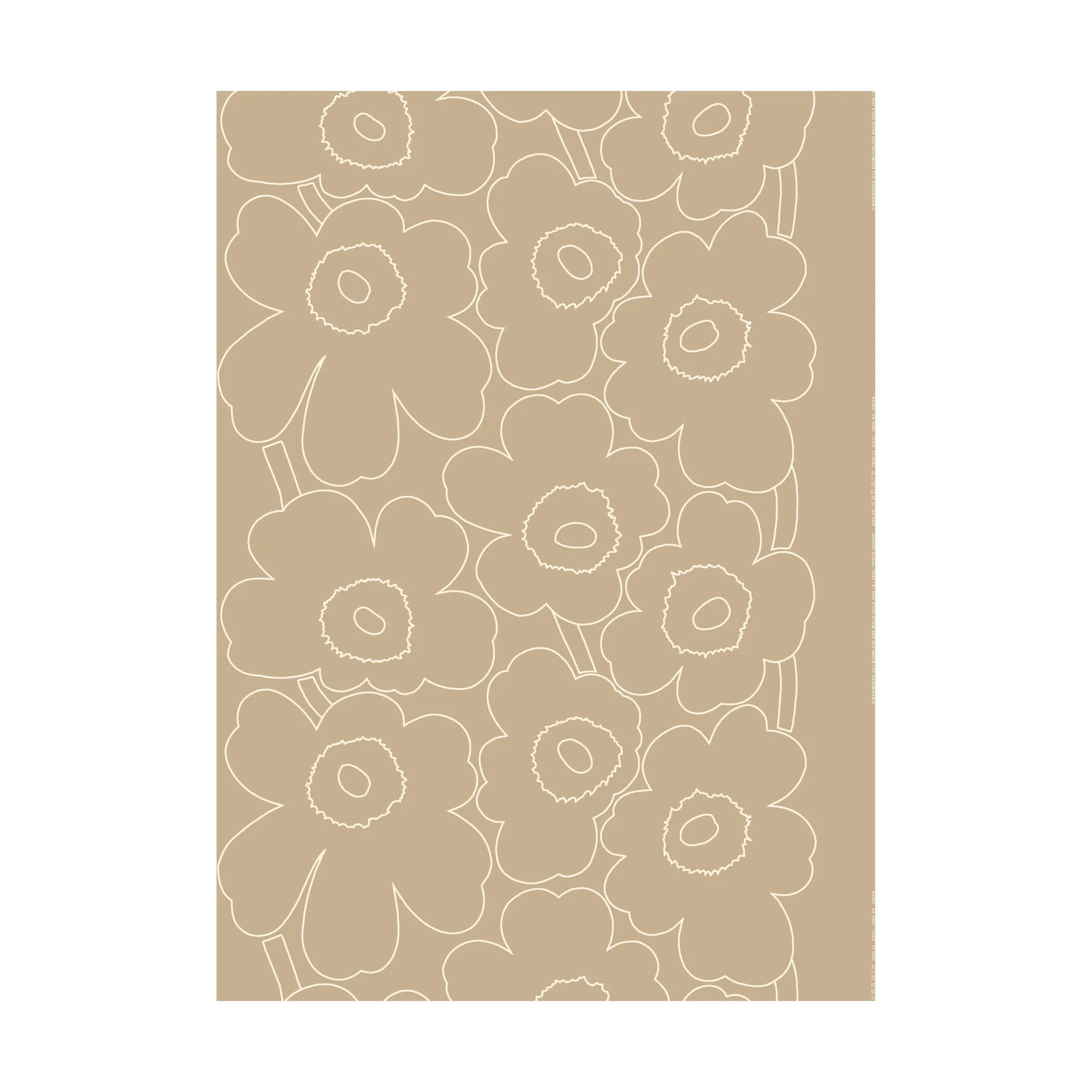 Tela Piirto Unikko lino crudo, Linen-white Marimekko