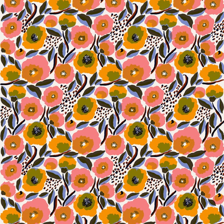 Tela Rosarium - blanco-rojo-amarillo-azul - Marimekko