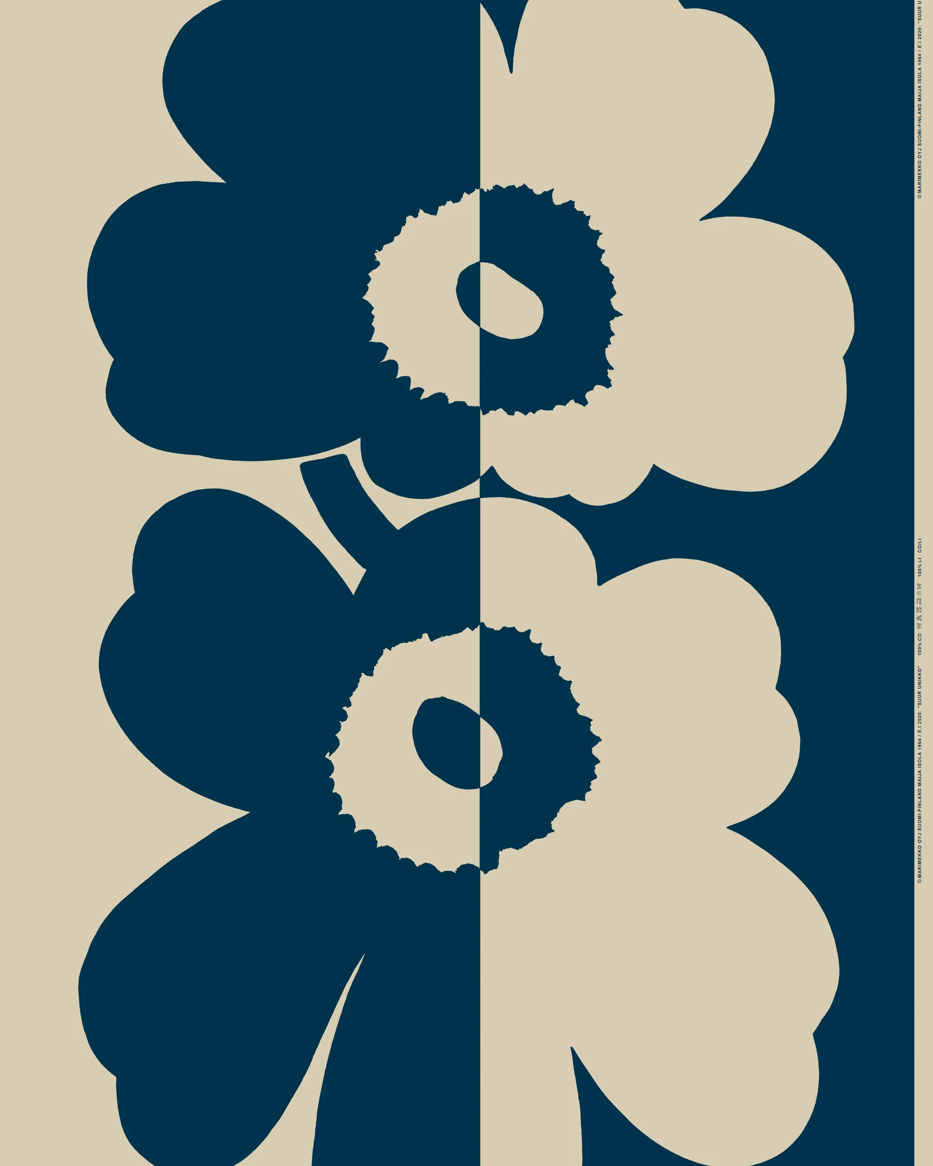 Tela Suur Unikko, Beige-azul oscuro Marimekko