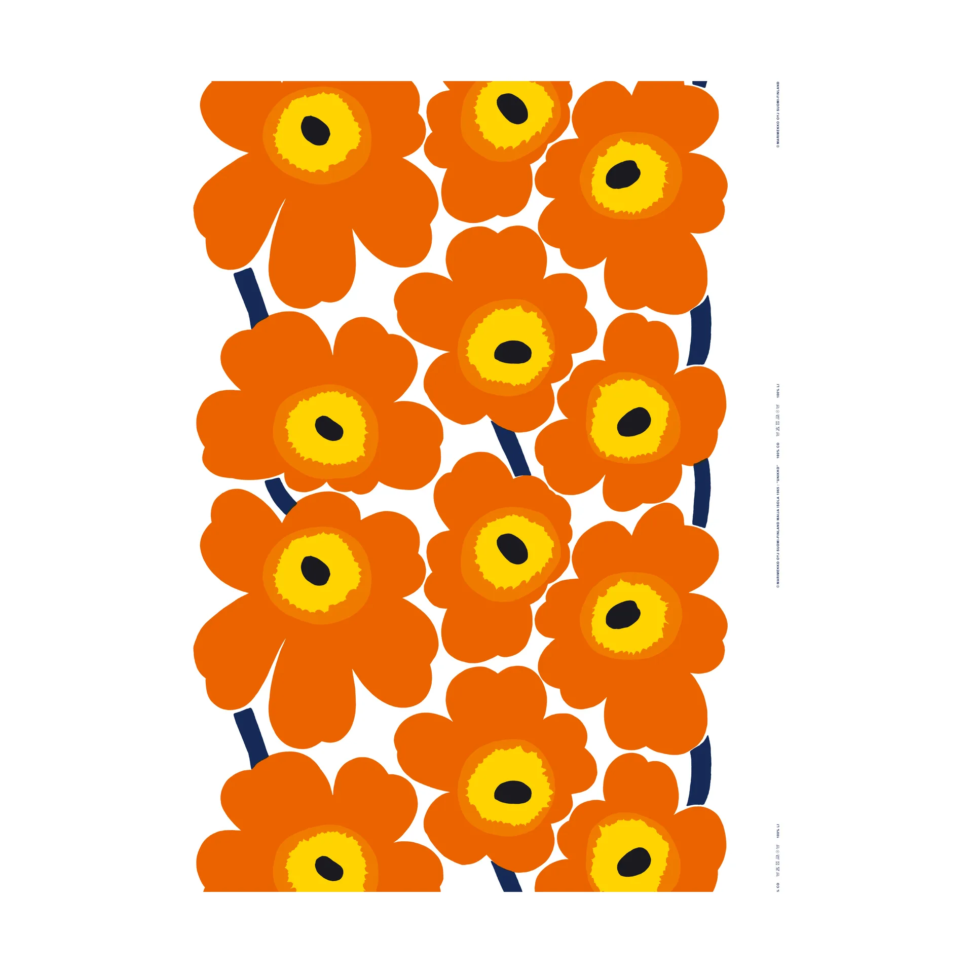 Tela Unikko algodón grueso, Naranja Marimekko