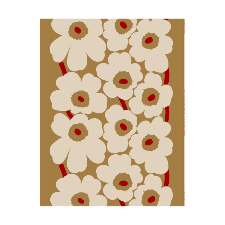 Tela Unikko algodón-lino - Brown-linen-red - Marimekko