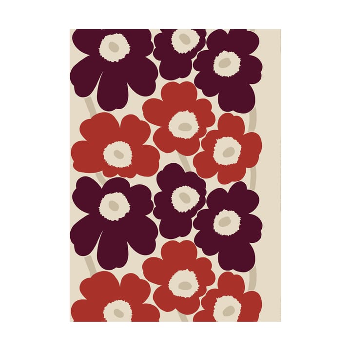 Tela Unikko algodón-lino, Linen-red Marimekko
