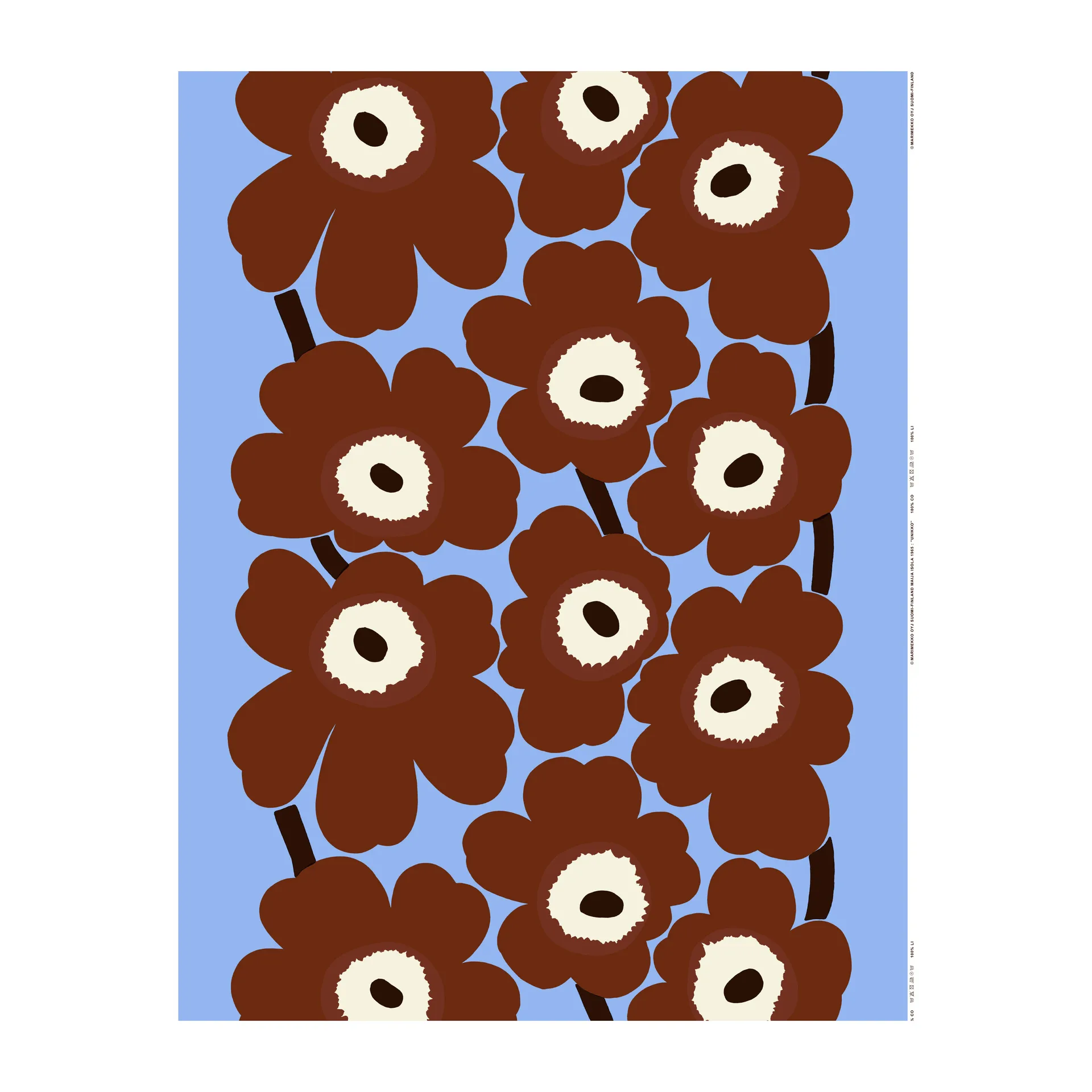Tela Unikko, Azul claro-marrón-crudo claro Marimekko