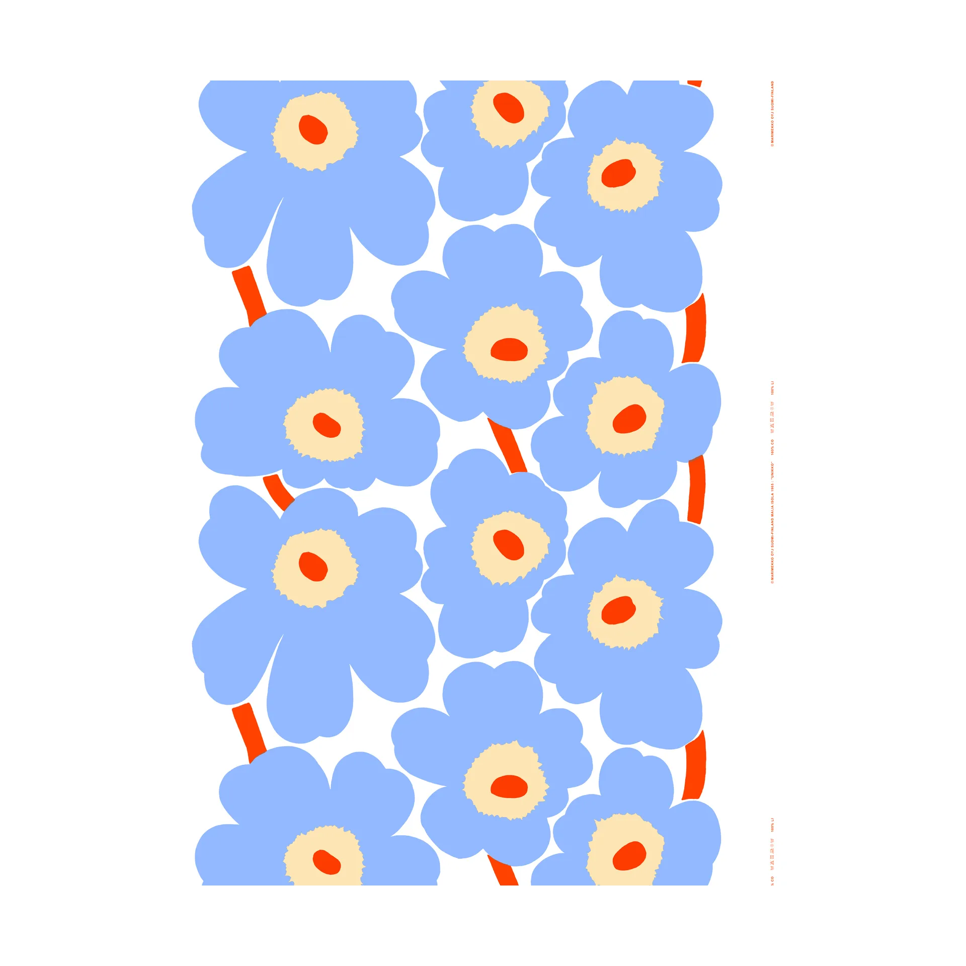 Tela Unikko, Natural white-light blue-orange Marimekko