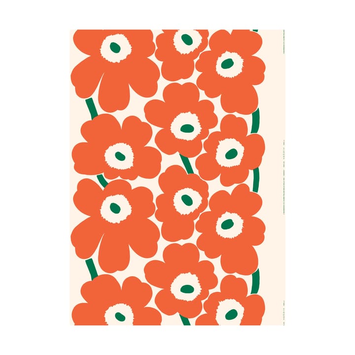 Tela Unikko Outdoor - Off white-orange-green - Marimekko