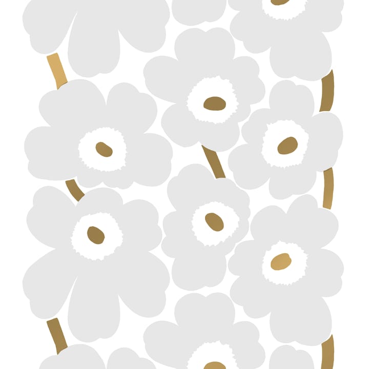Tela Unikko satén de algodón - blanco-gris-oro - Marimekko