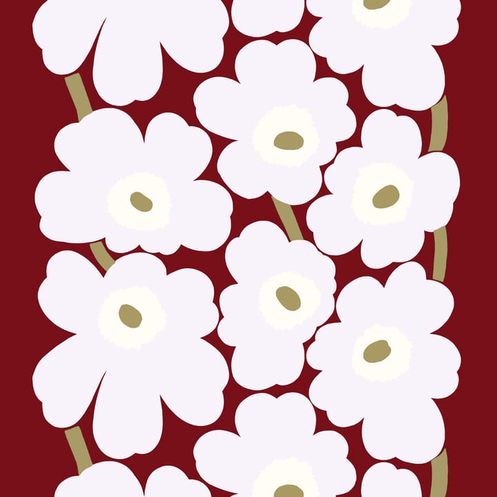 Tela Unikko satén de algodón - rojo oscuro-gris claro-blanco natural - Marimekko