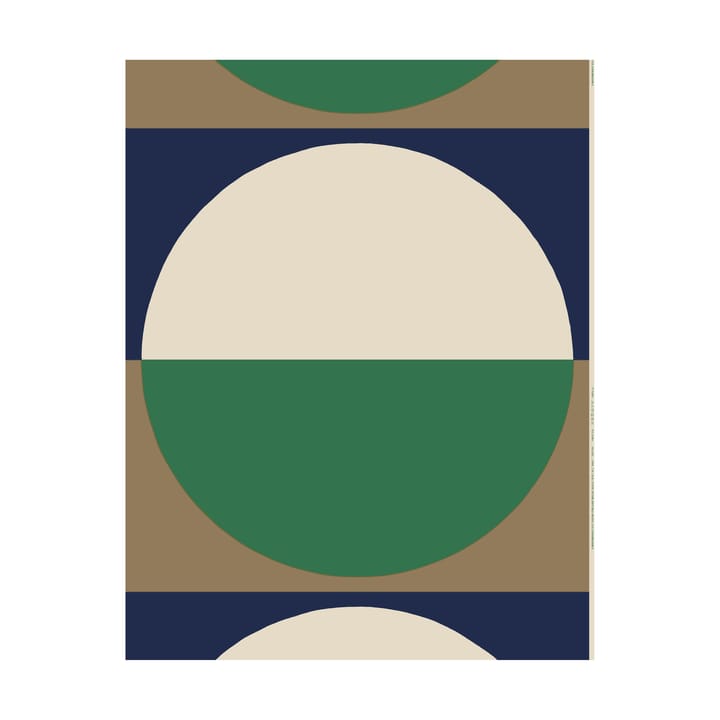 Tela Viitta algodón-lino, Green-off white-dark blue Marimekko