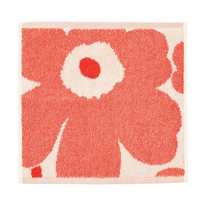 Toalla de mano Unikko mini 32x32 cm - Blanco roto-rojo anaranjado - Marimekko
