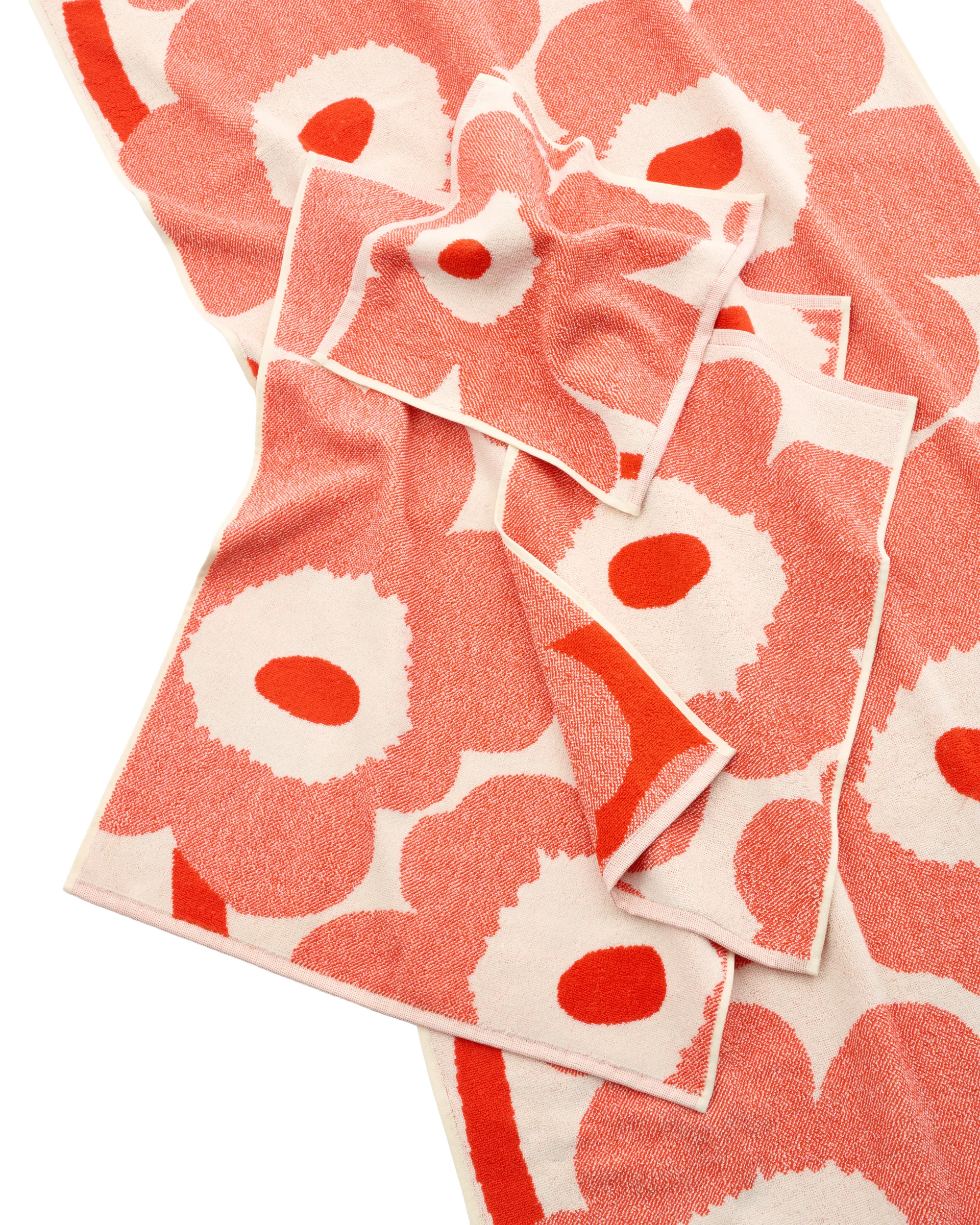 Toalla de mano Unikko mini 32x32 cm, Blanco roto-rojo anaranjado Marimekko