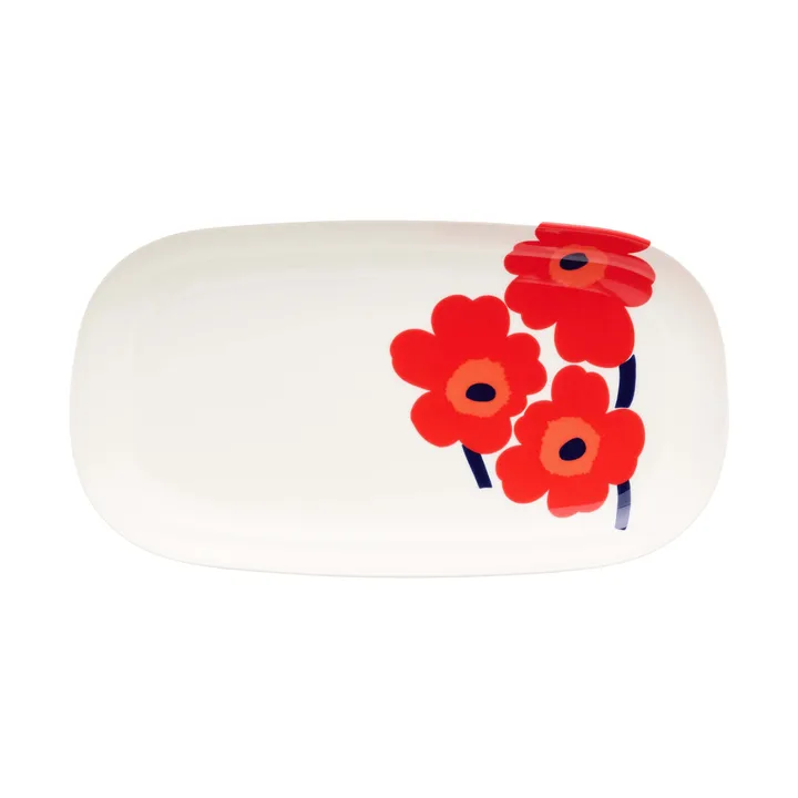 Unikko fuente de servir 17x32 cm - blanco-rojo-azul - Marimekko