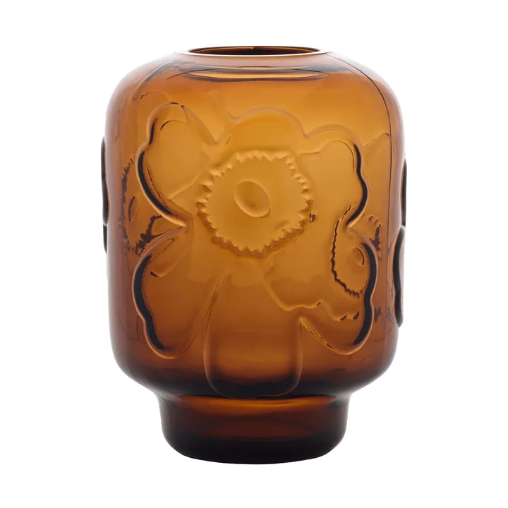 Unikko jarrón de vidrio - Cognac, 18 cm - Marimekko