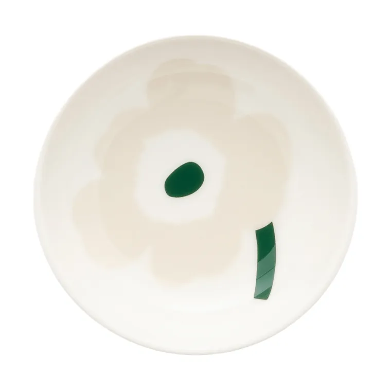 Unikko plato hondo, beige-blanco-arena clara-verde oscuro Marimekko