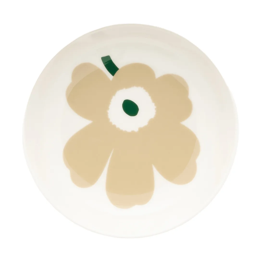 Unikko plato hondo, beige-blanco-arena clara-verde oscuro Marimekko