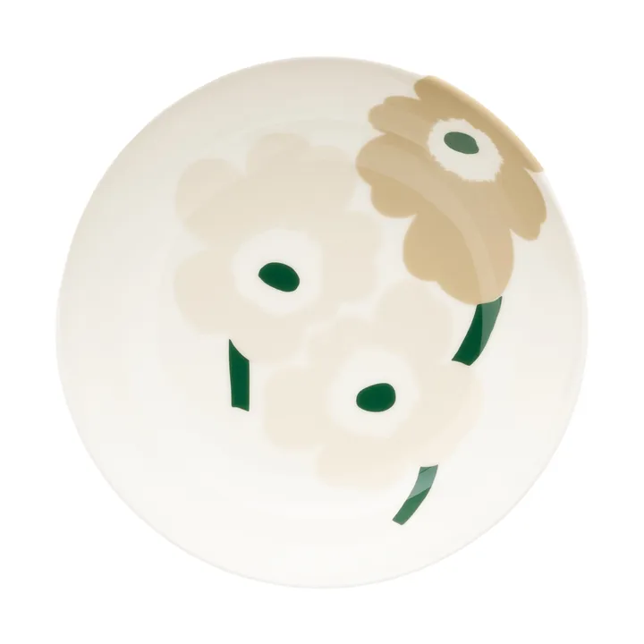 Unikko plato hondo - beige-blanco-arena clara-verde oscuro - Marimekko